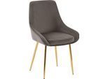 Sedia Da Pranzo, Sedia Per Sala Da Pranzo, Ampio Comfort, Struttura In Metallo - Rivestimento In Velluto | Colore: Antracite | Materiale Alloggiamento: Oro Metallizzato