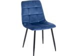 Sedia Da Pranzo Samt - Sedile In Velluto, Comfort Senza Manutenzione | Colore: Blu