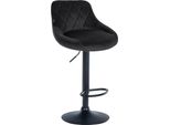 Sgabello Da Bar In Velluto - Sgabello Elegante - Seduta Girevole A 360° Con Alzata A Gas E Poggiapiedi | Colore: Nero | Colore Base: Nero