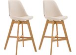 Set Di 2 Sgabelli Da Bar - Sgabello In Legno - Ottimo Comfort Di Seduta | Colore: Crema | Colore Abbigliamento: Naturale
