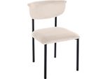 Sedia Da Pranzo In Velluto - Seduta Imbottita - Elevato Comfort Di Seduta, Struttura In Metallo Nero | Colore: Crema