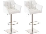 Set Di 2 Sgabelli Da Bar - Sgabelli Alla Moda - Regolabili In Altezza Per Il Massimo Comfort Di Seduta | Colore: Bianco | Colore Base: Acciaio Inox