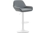 Sgabello Da Bar In Pelle Finta - Sgabello - Sedile Girevole A 360°, Regolabile In Altezza | Colore: Grigio | Colore Base: Bianco