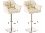 Set Di 2 Sgabelli Da Bar - Sgabelli Alla Moda - Regolabili In Altezza Per Il Massimo Comfort Di Seduta | Colore: Crema | Colore Base: Acciaio Inox