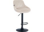 Sgabello Da Bar In Velluto - Sgabello Elegante - Seduta Girevole A 360° Con Alzata A Gas E Poggiapiedi | Colore: Crema | Colore Base: Nero