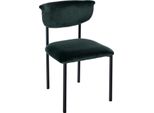 Sedia Da Pranzo In Velluto - Seduta Imbottita - Elevato Comfort Di Seduta, Struttura In Metallo Nero | Colore: Verde Scuro