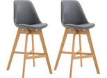 Set Di 2 Sgabelli Da Bar - Sgabello In Legno - Ottimo Comfort Di Seduta | Colore: Grigio | Colore Abbigliamento: Naturale