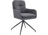 Sedia Da Pranzo - Sedia Imbottita - Girevole A 180°, Ottimo Comfort Di Seduta, Metallo Nero | Colore: Grigio Scuro