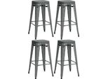 Set Di 4 Sgabelli Da Bar - Sgabelli Alti - Impilabili Per Spazi Ridotti | Colore: Grigio