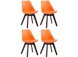 Set Di 4 Sedie Da Pranzo - Sedie Con Schienale - Posizione Di Seduta Comoda | Colore: Arancione | Colore Base: Noce