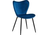 Sedia Da Pranzo In Velluto - Sedia In Velluto - Ergonomica E Confortevole, Blu Scuro, Base Stabile