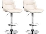 Set Di 2 Sgabelli Da Bar - Sgabello - Comfort Ergonomico, Regolabile In Altezza | Colore: Crema | Colore Base: Cromo