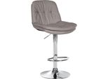 Sgabello Da Bar Con Rivestimento In Tessuto - Sgabello Alto - Comfort Regolabile E Girevole | Colore: Grigio | Materiale Base: Metallo Cromato