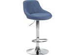 Sgabello Moderno In Tessuto - Sgabello - Girevole A 360° Con Elevazione A Gas | Colore: Blu | Colore Base: Cromo