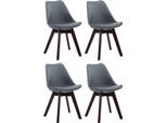 Set Di 4 Sedie Da Pranzo - Sedie Con Schienale - Posizione Di Seduta Comoda | Colore: Grigio | Colore Base: Noce