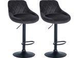 Set Di 2 Sgabelli Da Bar In Velluto - Sgabello Da Bar - Altezza Regolabile | Colore: Grigio Scuro, Colore Base: Nero