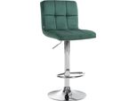 Sgabello Da Bar In Velluto - Sgabello Comfort - Regolabile E Girevole Per Il Massimo Della Comodità | Colore: Verde | Colore Base: Cromo