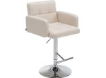 Sgabello Di Design Con Rivestimento In Tessuto - Girevole A 360° - Regolabile In Altezza - Seduta Confortevole | Colore: Crema | Colore Base: Cromo