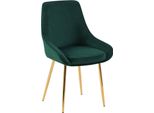 Sedia Da Pranzo, Sedia Per Sala Da Pranzo, Ampio Comfort, Struttura In Metallo - Rivestimento In Velluto | Colore: Verde | Materiale Della Struttura: Oro Metallizzato
