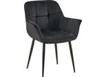 Sedia Da Pranzo In Velluto - Velvet - Design Ergonomico, Comfort Moderno E Tinta Unita Colore: Nero