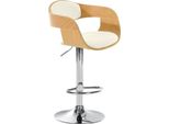 Sgabello Da Bar In Pelle Finta - Sedia - Regolabile In Altezza E Girevole A 360° Per Un Comfort Ottimale | Colore: Naturale/Bianco