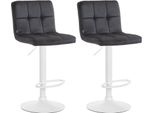 Set Di 2 Sgabelli Da Bar In Velluto - Sgabello - Regolabile In Altezza E Ruotabile A 360° | Colore: Nero | Colore Base: Bianco
