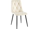 Sedia Da Pranzo, Sedia In Velluto - Elevato Comfort Di Seduta - Struttura In Metallo Nero | Colore: Crema
