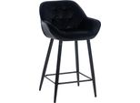Sgabello Da Bar In Velluto - Sgabello Alla Moda - Elevato Comfort Di Seduta, Struttura Nera Opaca | Colore: Nero