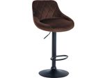 Sgabello Da Bar In Velluto - Sgabello Elegante - Seduta Girevole A 360° Con Alzata A Gas E Poggiapiedi | Colore: Marrone | Colore Base: Nero