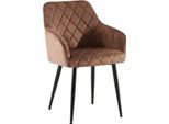 Comoda Sedia Da Pranzo In Velluto - Sedia Elegante, Comfort Duraturo - Struttura Robusta | Colore: Marrone | Materiale Telaio: Metallo Nero Opaco