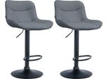 Set Di 2 Sgabelli Da Bar - Sgabello - Comfort Ergonomico, Regolabile In Altezza | Colore: Grigio | Colore Base: Nero