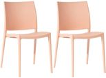 Set Di 2 Sedie Da Giardino - Patio - Impilabili E In Plastica Resistente Ai Raggi Uv | Colore: Pesca