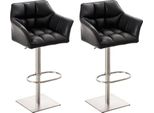 Set Di 2 Sgabelli Da Bar - Sgabelli Alla Moda - Regolabili In Altezza Per Il Massimo Comfort Di Seduta | Colore: Nero | Colore Base: Acciaio Inox