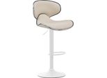 Sgabello Da Bar Moderno - Sgabello - Seduta Comoda E Regolabile In Altezza Con Poggiapiedi | Colore: Crema | Colore Base: Bianco