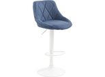 Sgabello Moderno In Tessuto - Sgabello - Girevole A 360° Con Alzata A Gas | Colore: Blu | Colore Base: Bianco