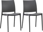 Set Di 2 Sedie Da Giardino - Patio - Impilabili E In Plastica Resistente Ai Raggi Uv | Colore: Grigio Scuro
