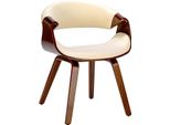 Sedia Da Pranzo - Sedia Da Cucina - Comoda Con Braccioli | Colore: Noce/Crema | Materiale: Pelle Finta