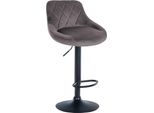Sgabello Da Bar In Velluto - Sgabello Elegante - Seduta Girevole A 360° Con Alzata A Gas E Poggiapiedi | Colore: Grigio | Colore Base: Nero