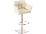 Sgabello Da Bar Moderno - Sedia Elegante - Girevole E Regolabile A 360° | Colore: Crema | Colore Base: Acciaio Inox