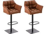Set Di 2 Sgabelli Da Bar - Sgabelli Alla Moda - Regolabili In Altezza Per Il Massimo Comfort Di Seduta | Colore: Marrone Chiaro | Colore Base: Nero