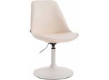 Sedia Da Pranzo In Pelle Finta - Sedia Moderna - Regolabile In Altezza E Girevole A 360° | Colore: Crema | Colore Base: Bianco