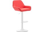 Sgabello Da Bar In Pelle Finta - Sgabello - Sedile Girevole A 360°, Regolabile In Altezza | Colore: Rosso | Colore Base: Bianco
