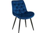 Sedia Da Pranzo, Poltrona In Velluto, Elevato Comfort Di Seduta - Look Senza Tempo, Colore: Blu Scuro