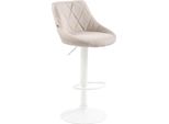 Sgabello Moderno In Tessuto - Sgabello - Girevole A 360° Con Alzata A Gas | Colore: Crema | Colore Base: Bianco