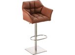 Sgabello Da Bar Moderno - Sedia Elegante - Girevole E Regolabile A 360° | Colore: Marrone Chiaro | Colore Base: Acciaio Inox