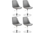 Set Di 4 Sedie Da Pranzo In Pelle Finta - Sedie - Design Moderno, Seduta Confortevole, Colore: Grigio | Colore Base: Cromo