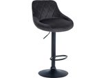 Sgabello Da Bar In Velluto - Sgabello Elegante - Seduta Girevole A 360° Con Alzata A Gas E Poggiapiedi | Colore: Grigio Scuro, Colore Base: Nero