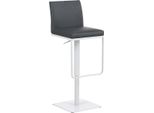 Sgabello Da Bar In Pelle Finta - Sgabello Multifunzionale - Regolabile E Girevole Per Un Comfort Ottimale | Colore: Grigio | Colore Base: Bianco