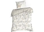 Eurofirany | Biancheria Da Letto Natalizia - Set Da Letto - 140 X 200 Cm - Bianco Crema - Cotone - Motivo Natalizio