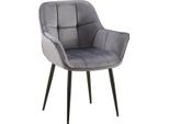 Sedia Da Pranzo In Velluto - Velluto - Design Ergonomico, Comfort E Solidità Moderni, Colore: Grigio Scuro